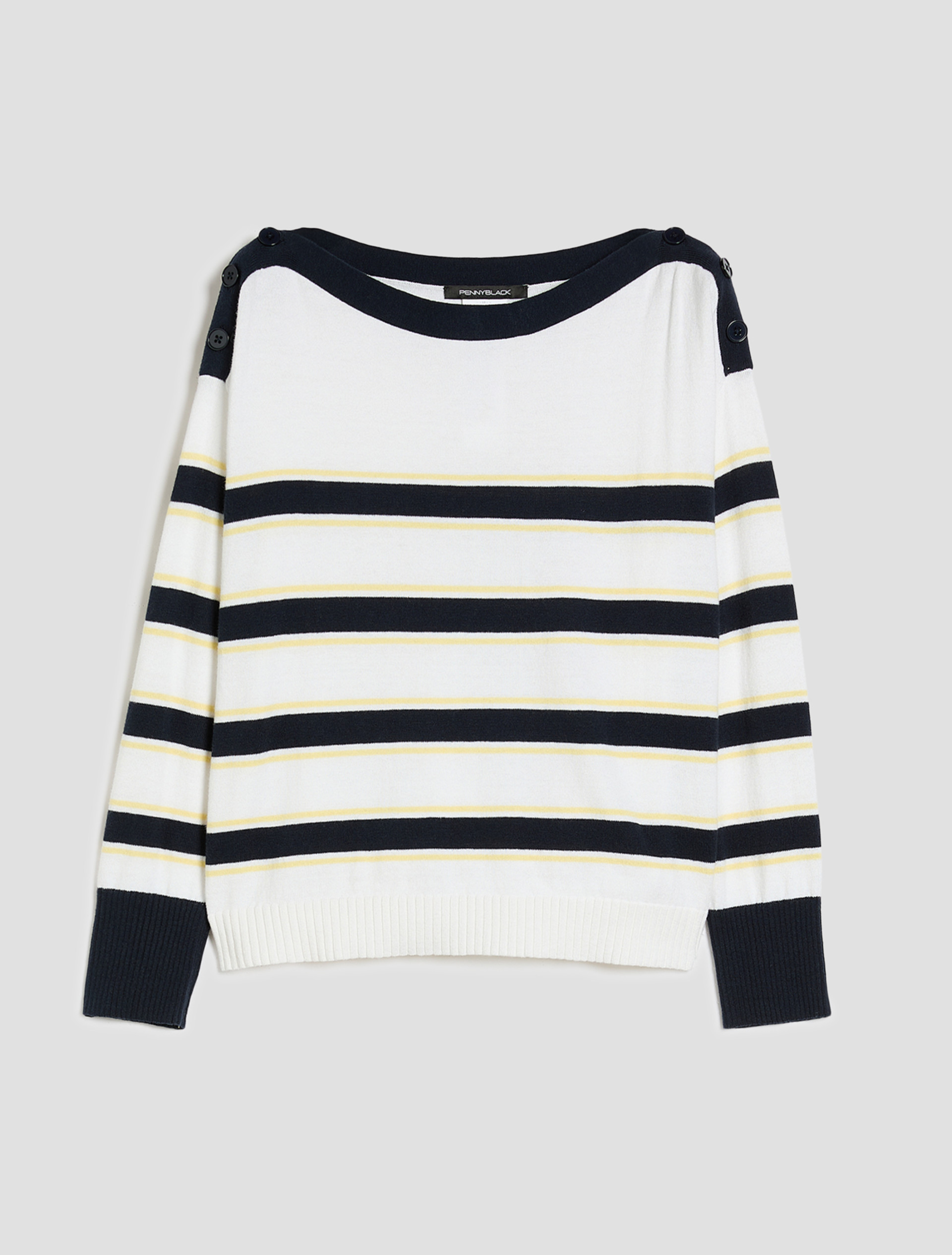Cotton and cashmere sailor-stripe sweater - NAVY - pennyblack