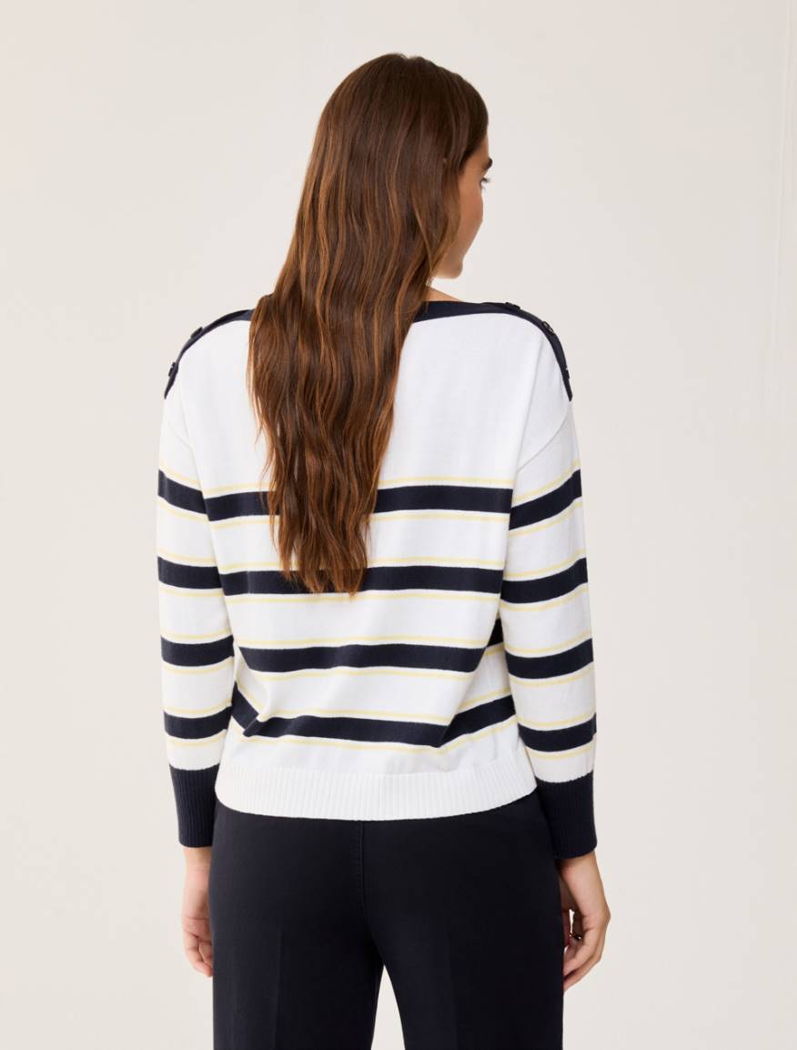 Cotton and cashmere sailor-stripe sweater - NAVY - Pennyblack - 3