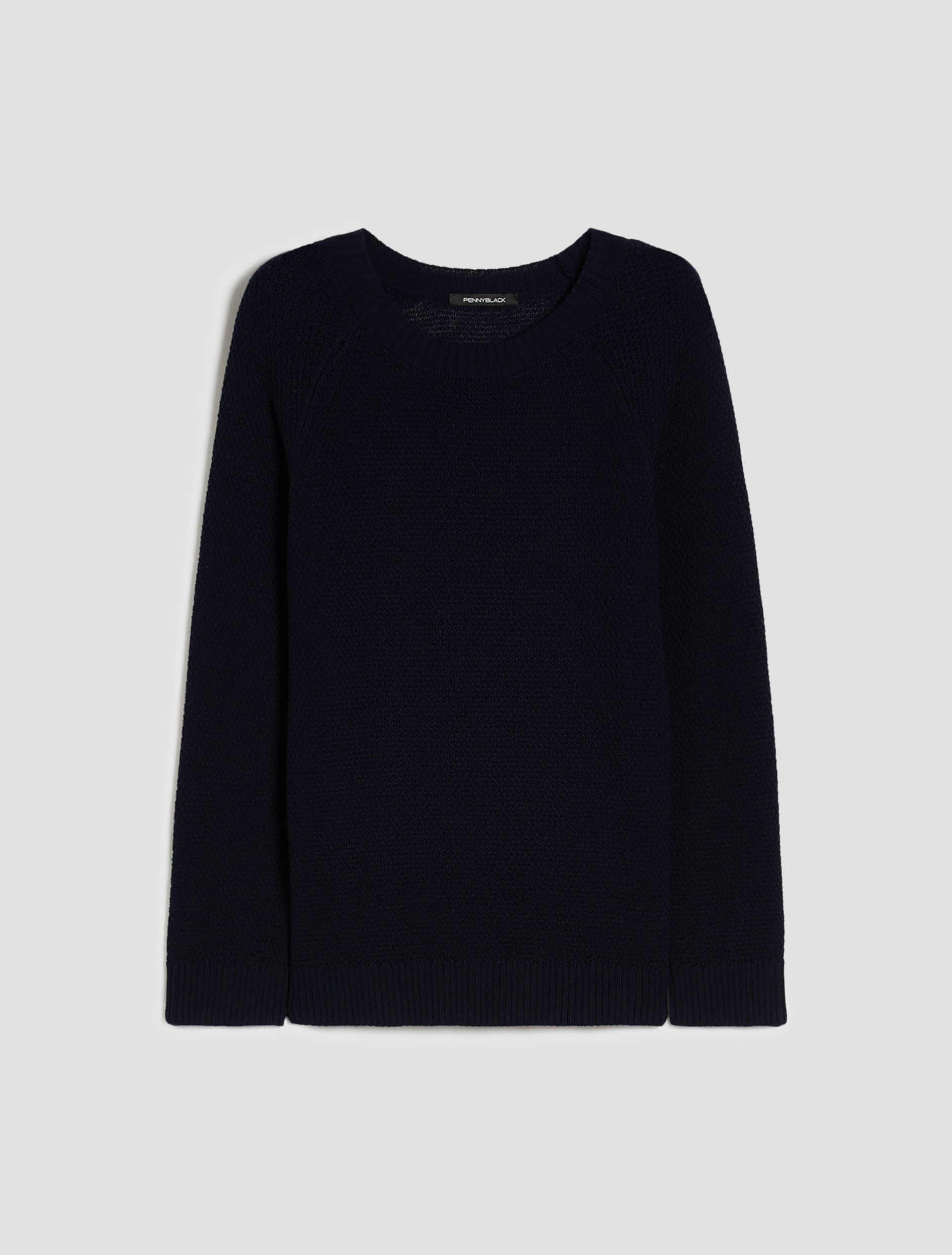 Moss-knit cotton sweater - NAVY - pennyblack