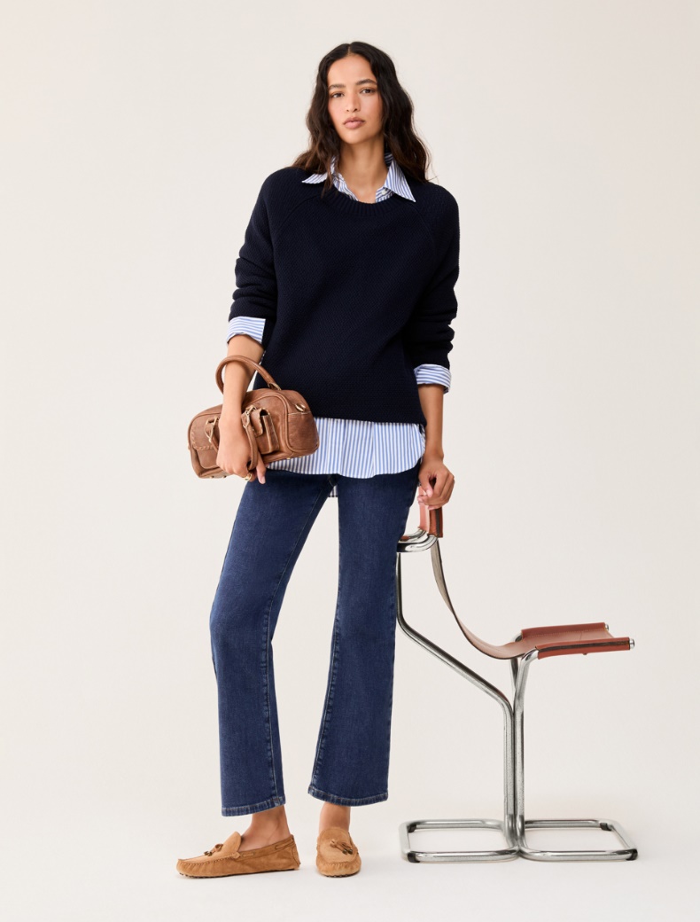 Maglia in cotone a punto riso - BLU - pennyblack