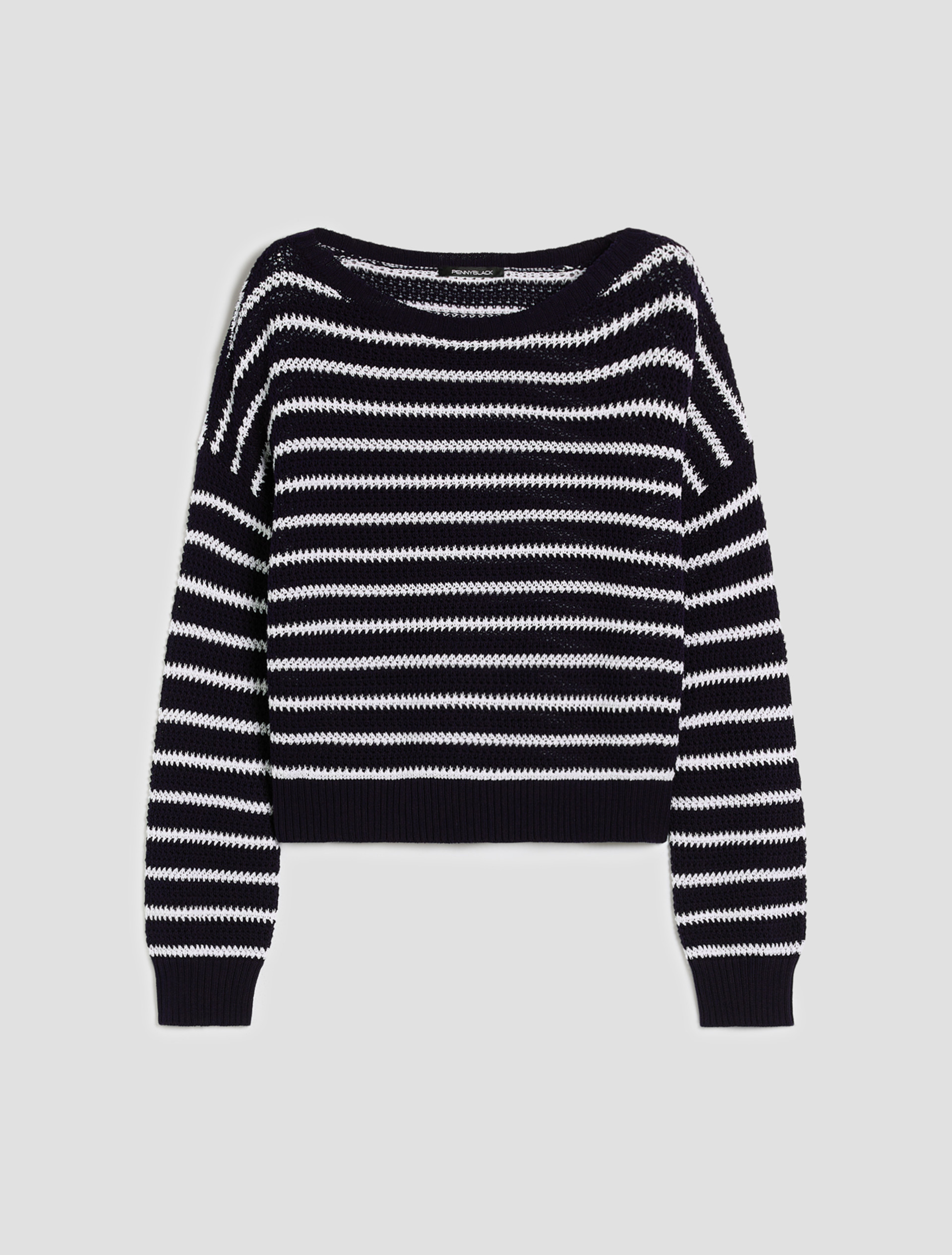 Sailor-striped cotton sweater - NAVY - pennyblack