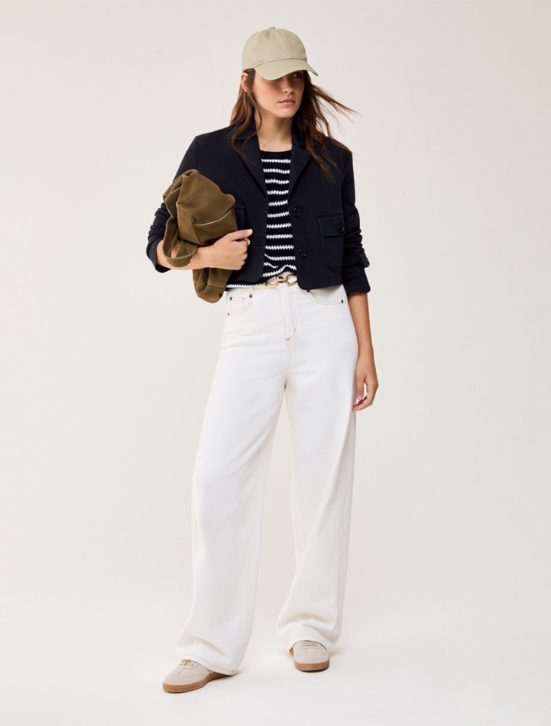 Sailor-striped cotton sweater - NAVY - pennyblack