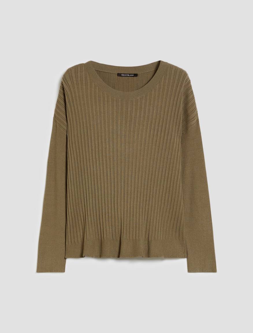 Mixed-ribbing jumper - KAKI - Pennyblack - 2