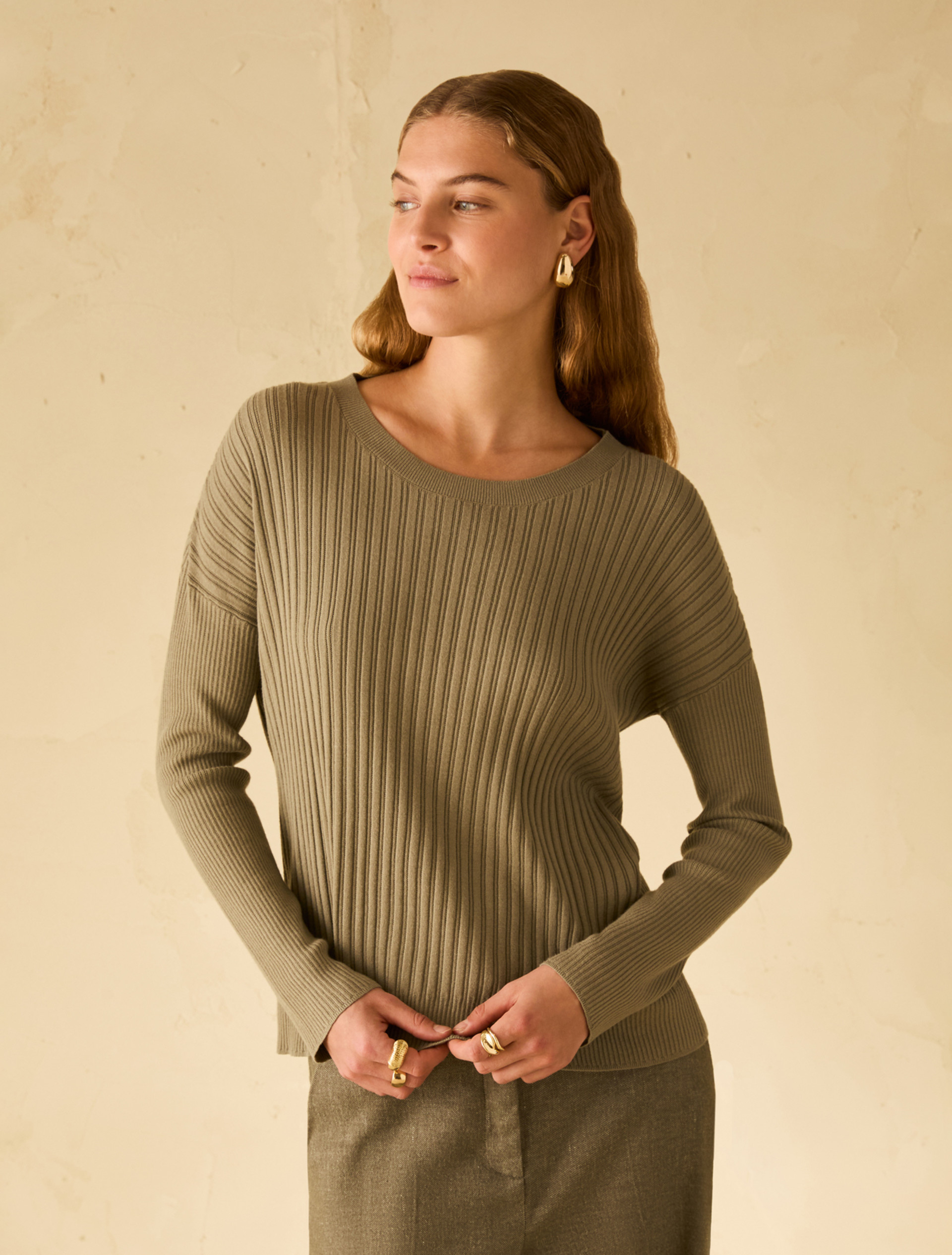 Mixed-ribbing jumper - KAKI - pennyblack