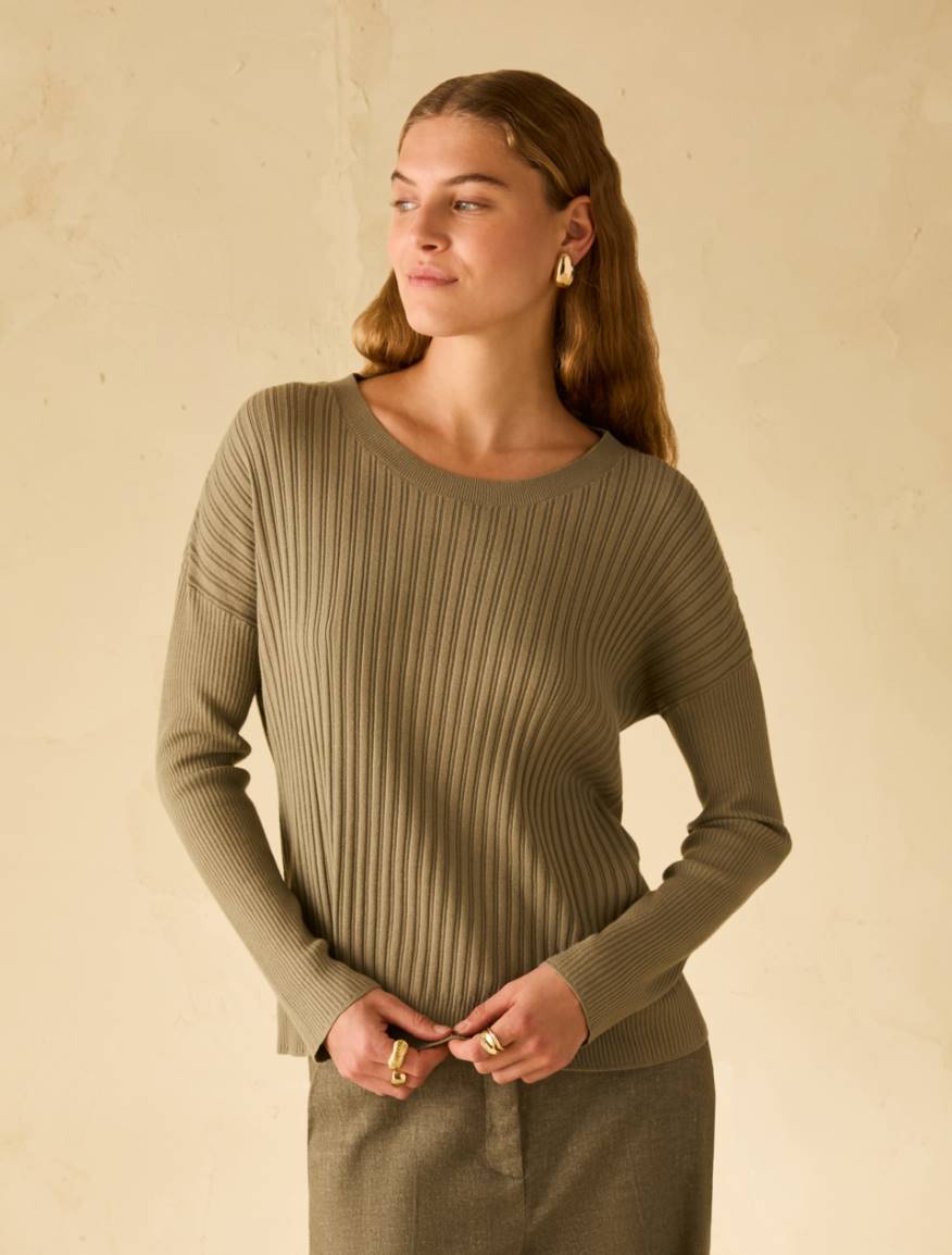 Mixed-ribbing jumper - KAKI - Pennyblack