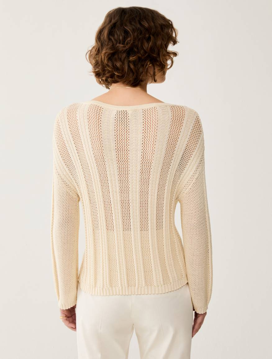 Mesh and rib knit jumper - IVORY - Pennyblack - 3