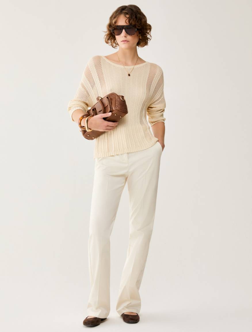 Mesh and rib knit jumper - IVORY - Pennyblack - 5