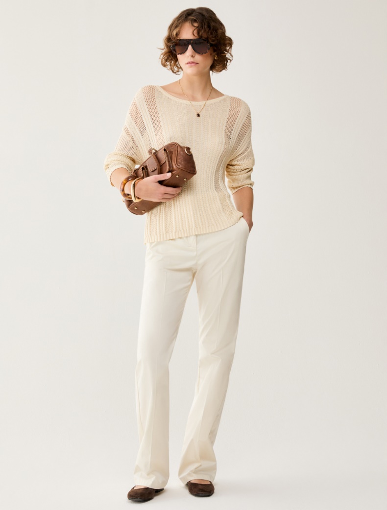 Mesh and rib knit jumper - IVORY - pennyblack