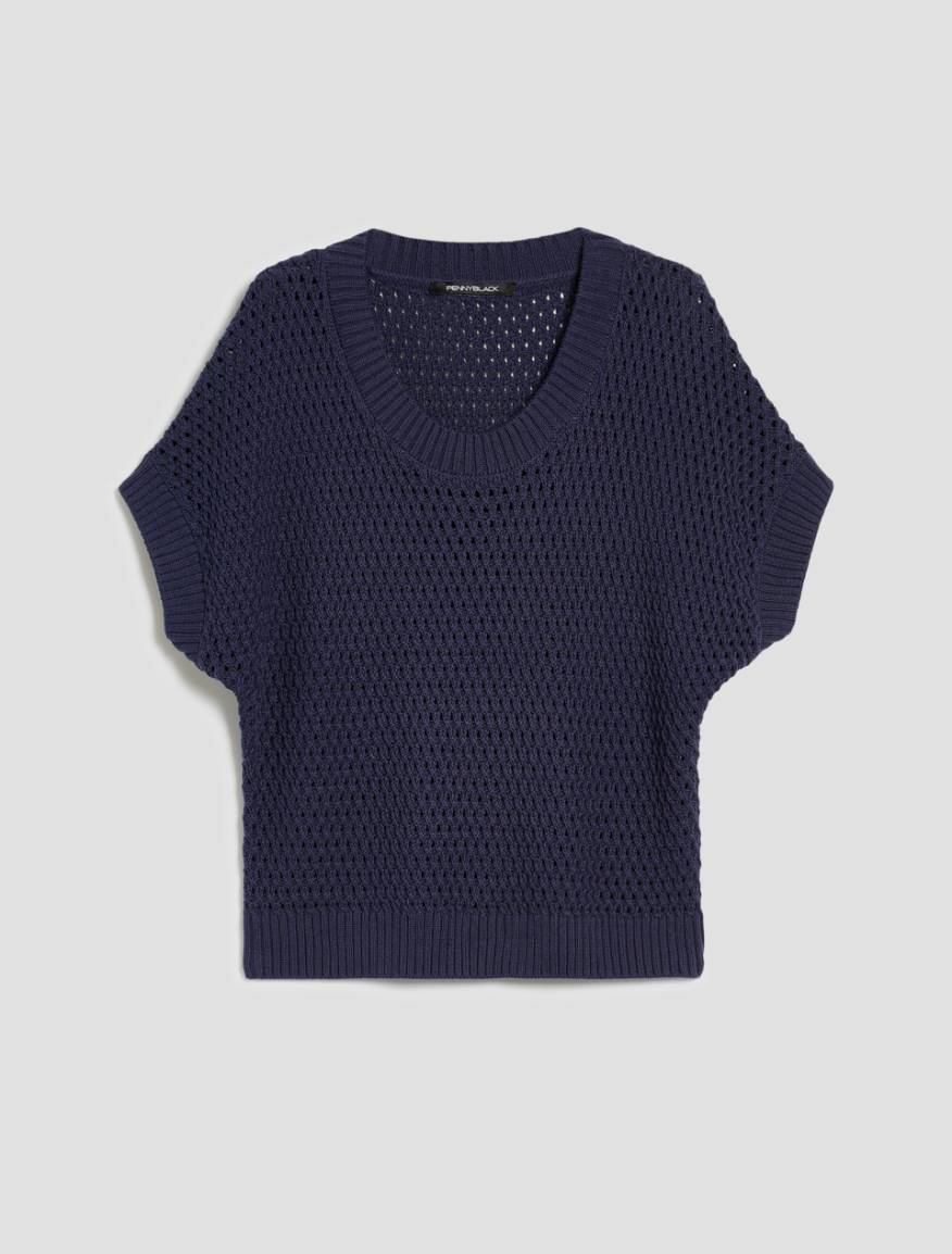 Cotton mesh jumper - NAVY - Pennyblack - 2