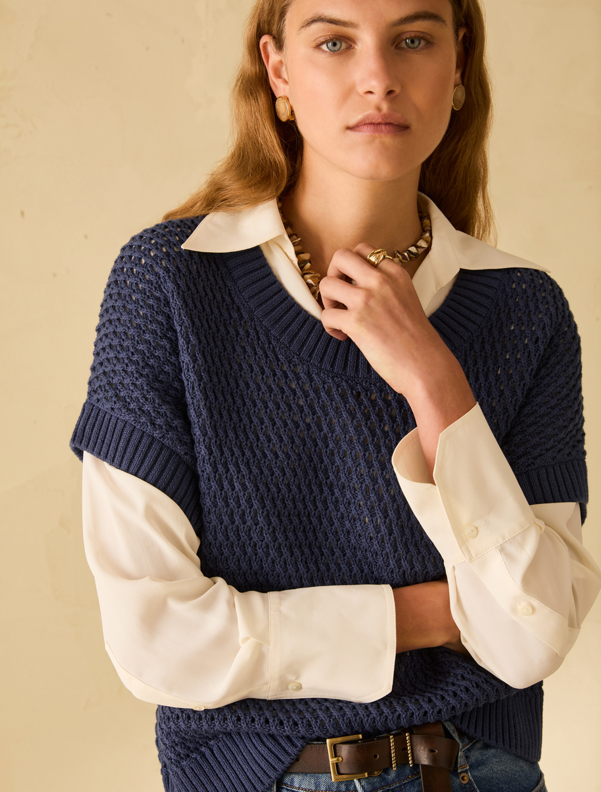 Cotton mesh jumper - NAVY - pennyblack