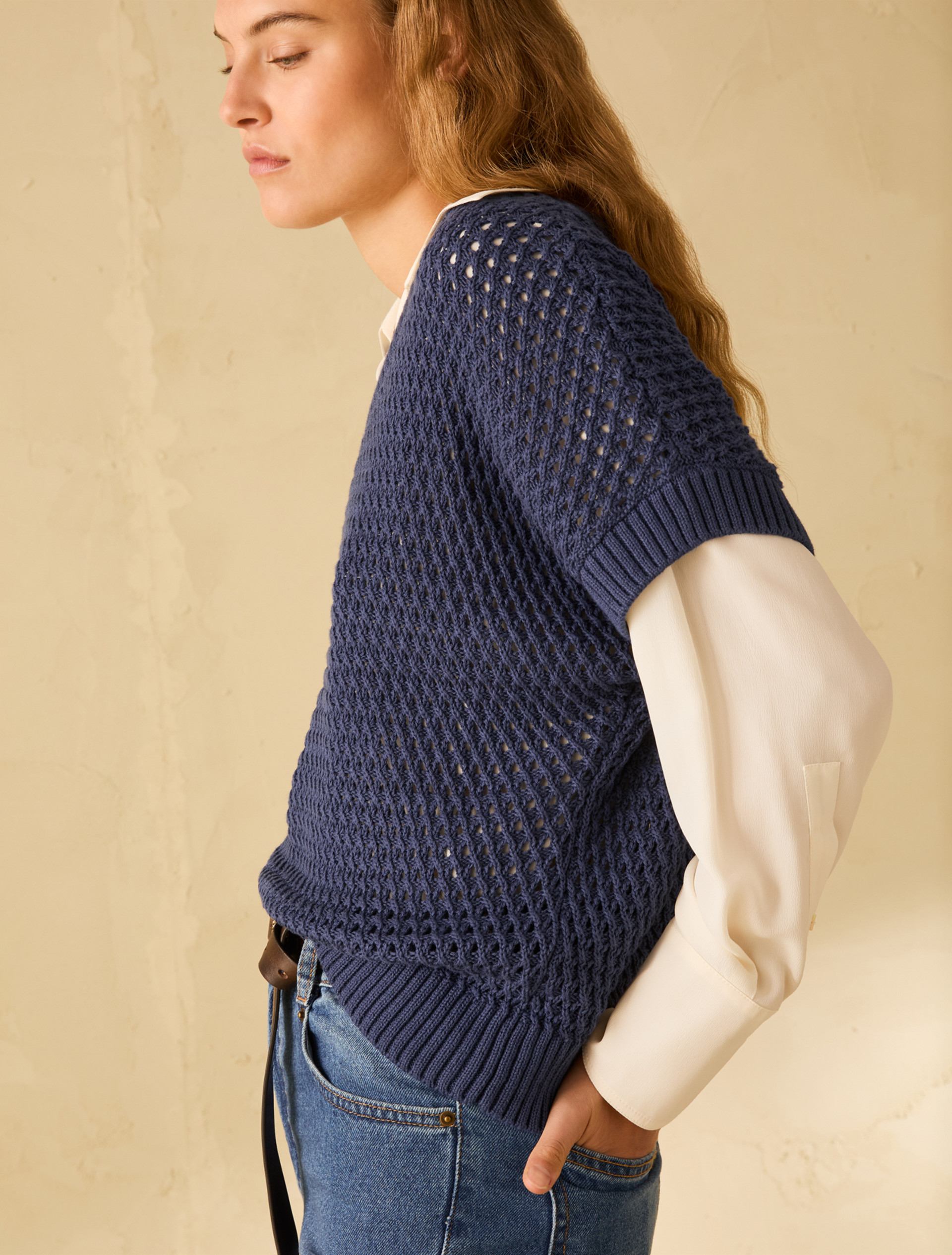 Cotton mesh jumper - NAVY - pennyblack
