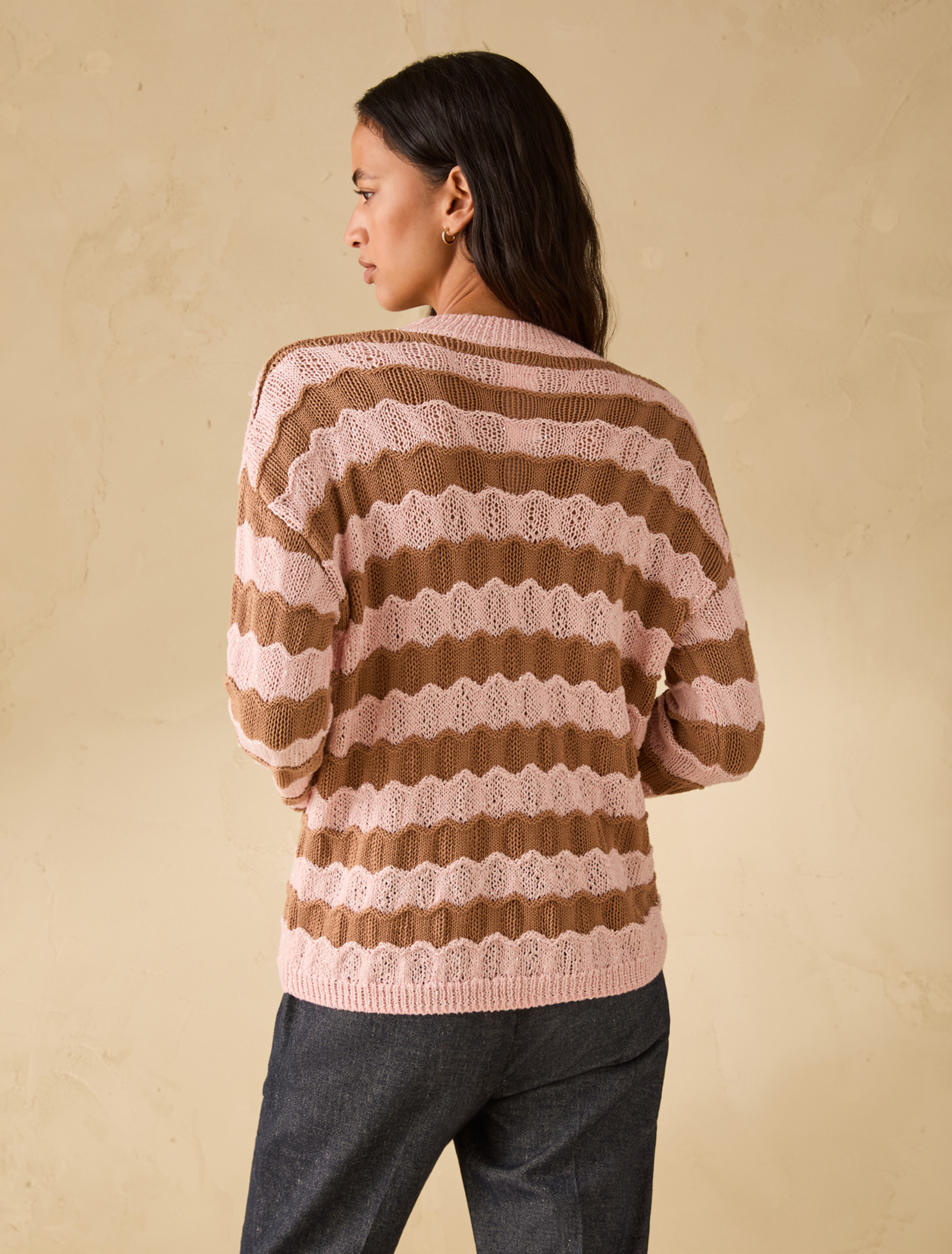3D striped jumper with sequins - PINK - pennyblack
