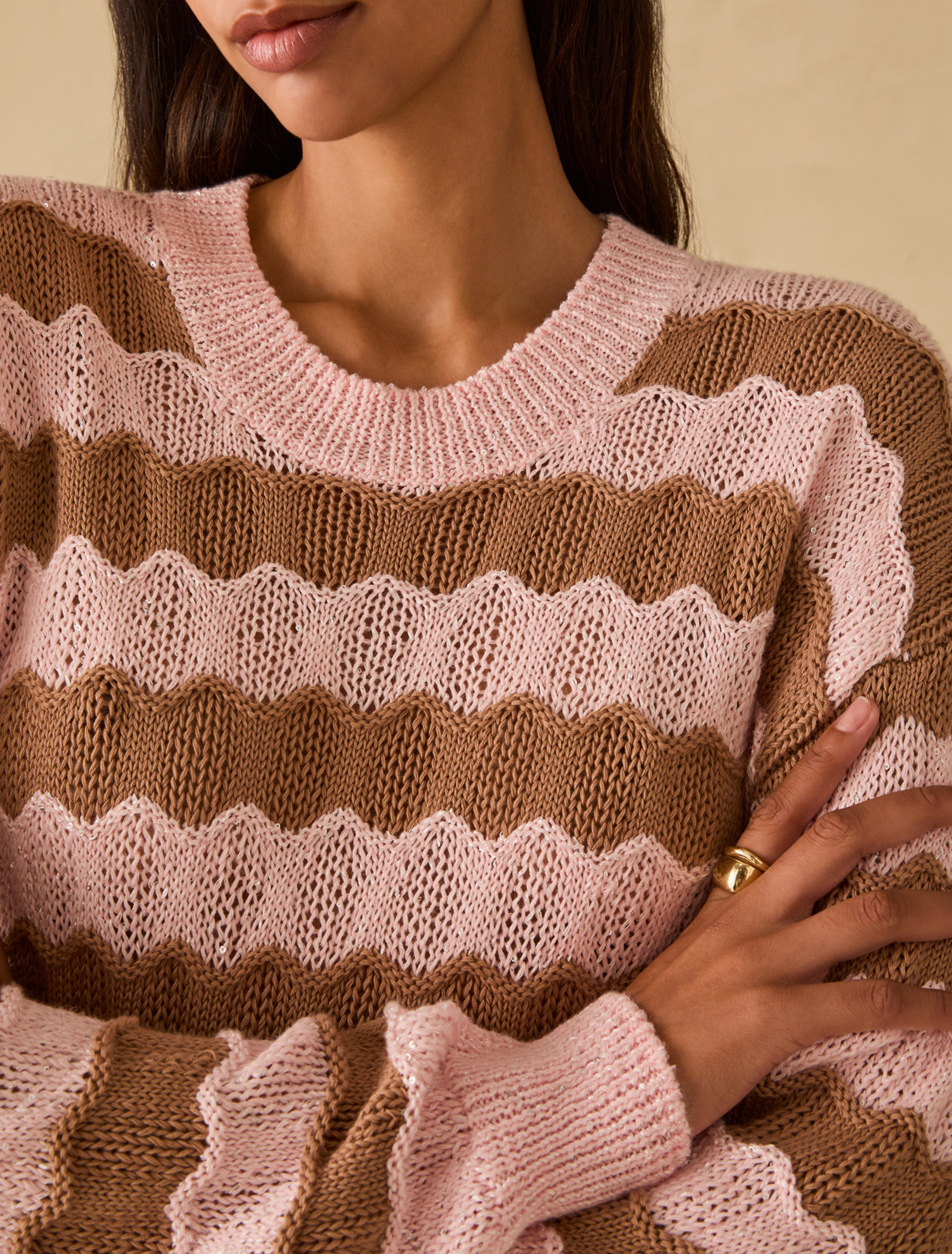 3D striped jumper with sequins - PINK - pennyblack