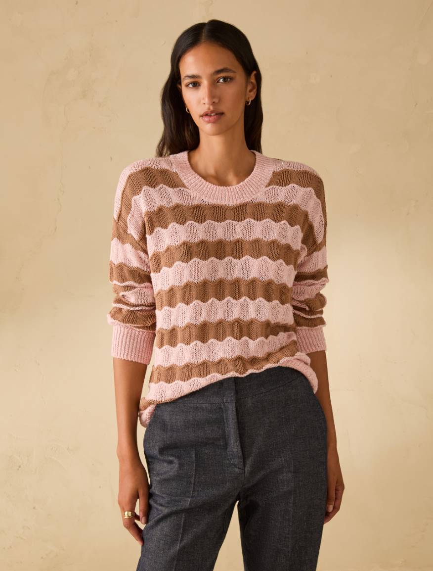 3D striped jumper with sequins - PINK - Pennyblack