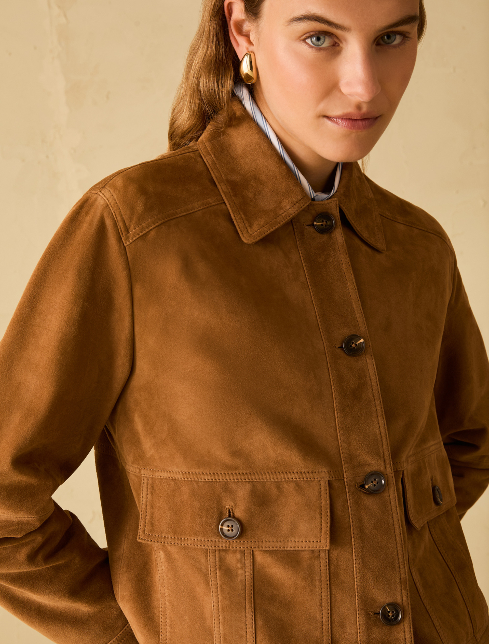 Suede jacket - TOBACCO BROWN - pennyblack
