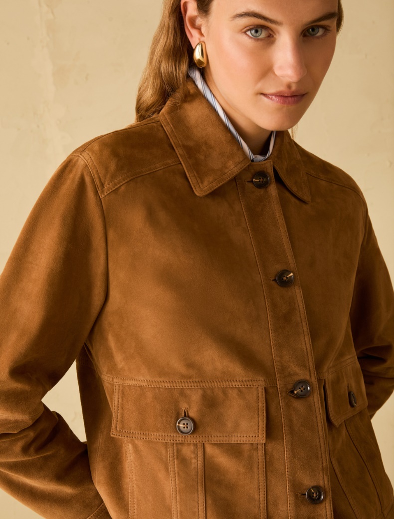 Suede jacket - TOBACCO BROWN - pennyblack