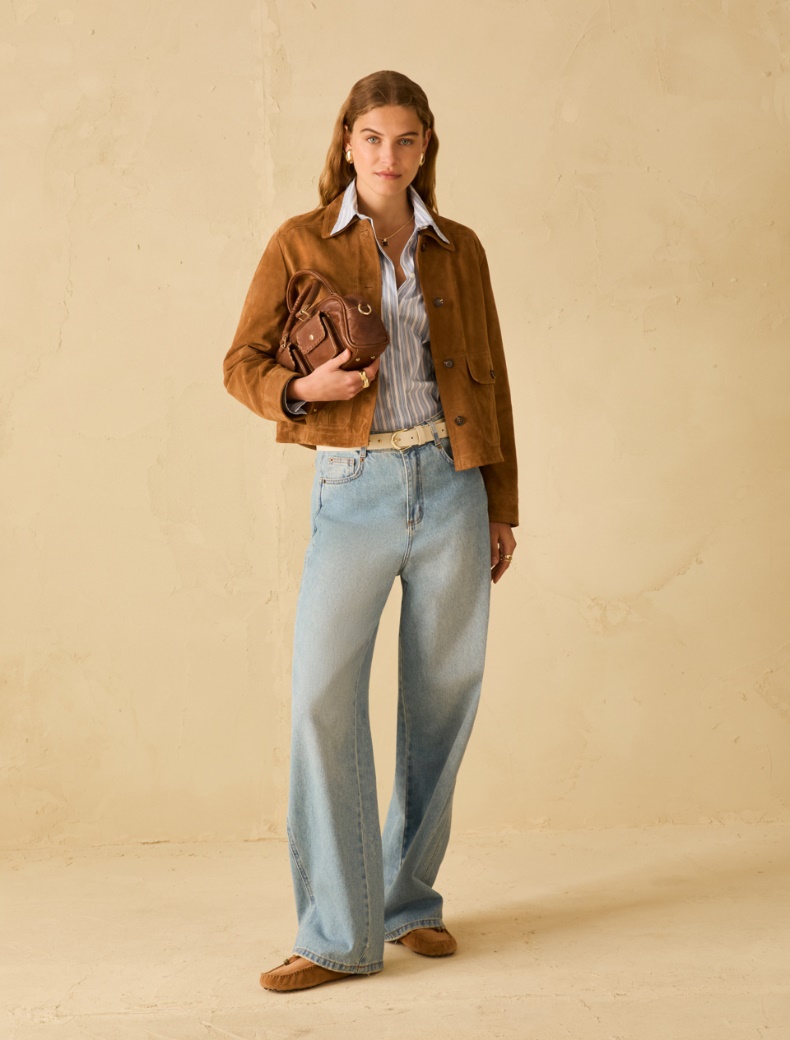 Suede jacket - TOBACCO BROWN - pennyblack