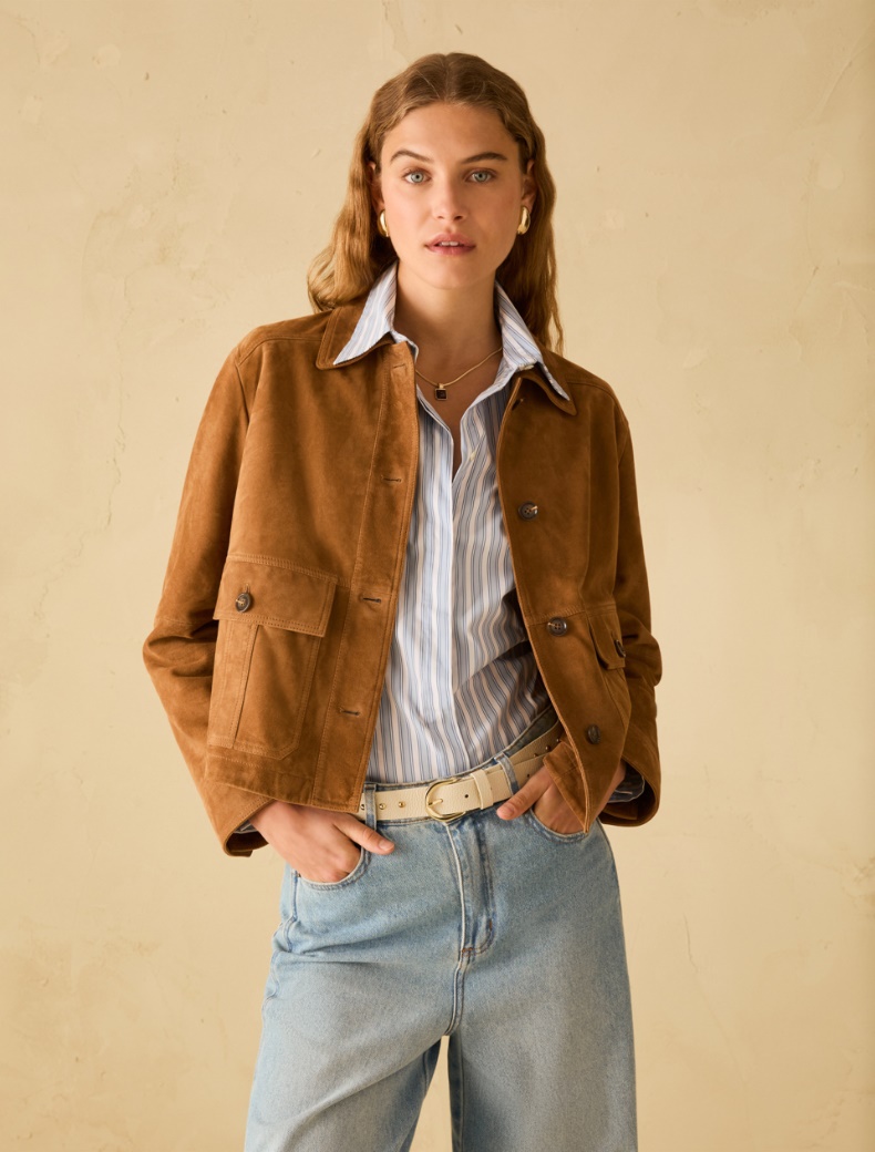 Suede jacket - TOBACCO BROWN - pennyblack