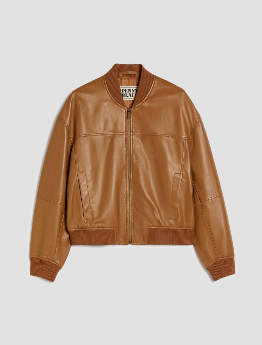 Nappa leather bomber jacket - TOBACCO BROWN - Pennyblack - 2
