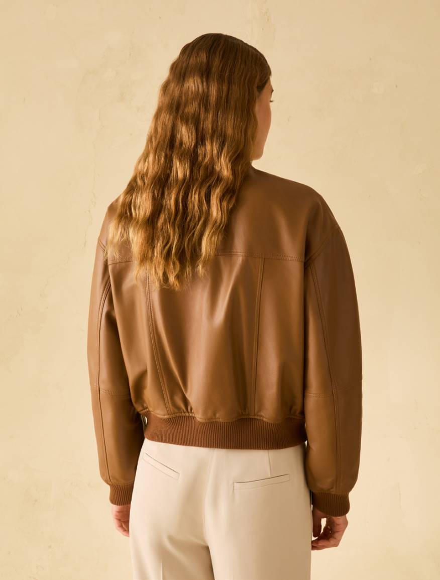 Nappa leather bomber jacket - TOBACCO BROWN - Pennyblack - 3