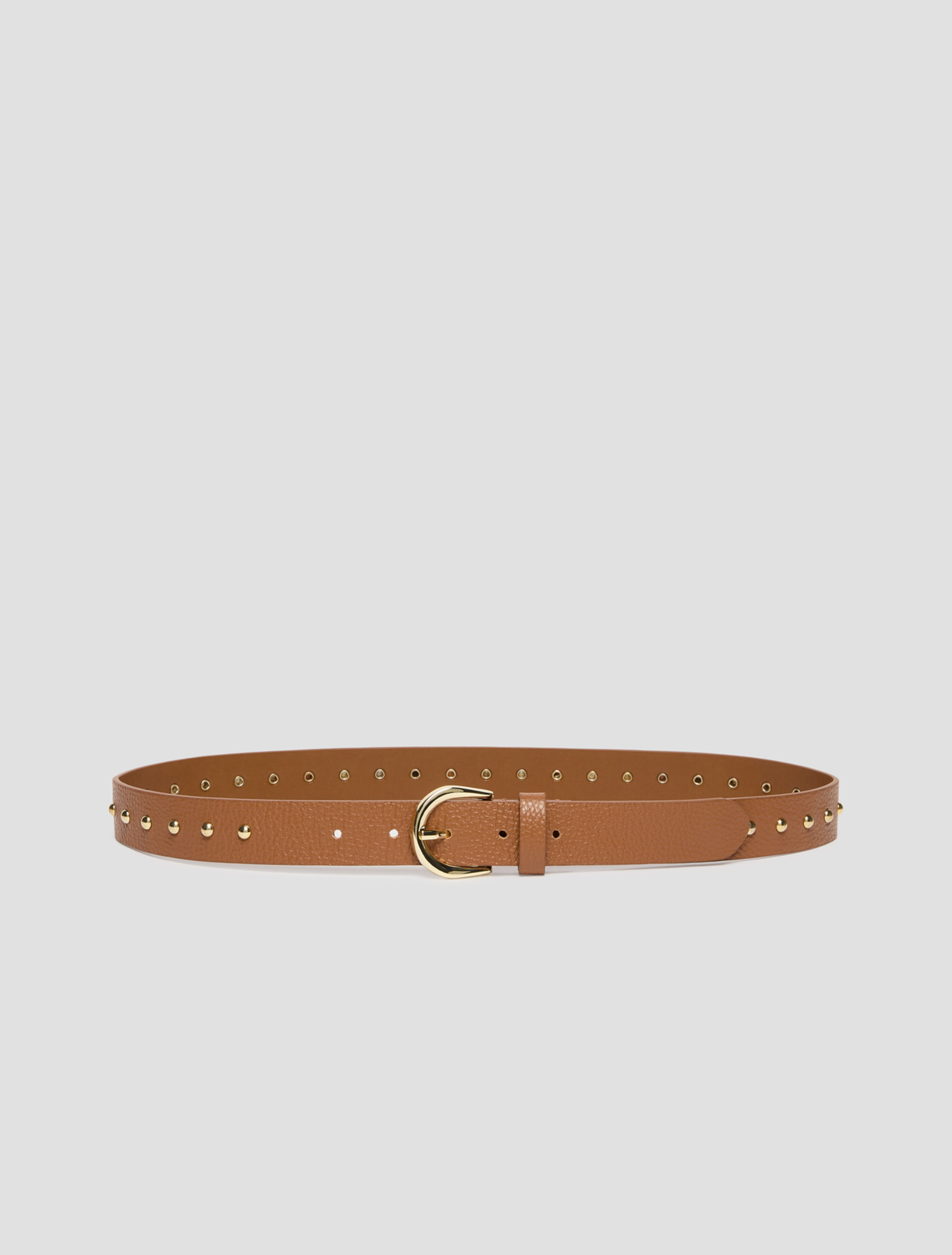 Studded leather belt - TOBACCO - pennyblack