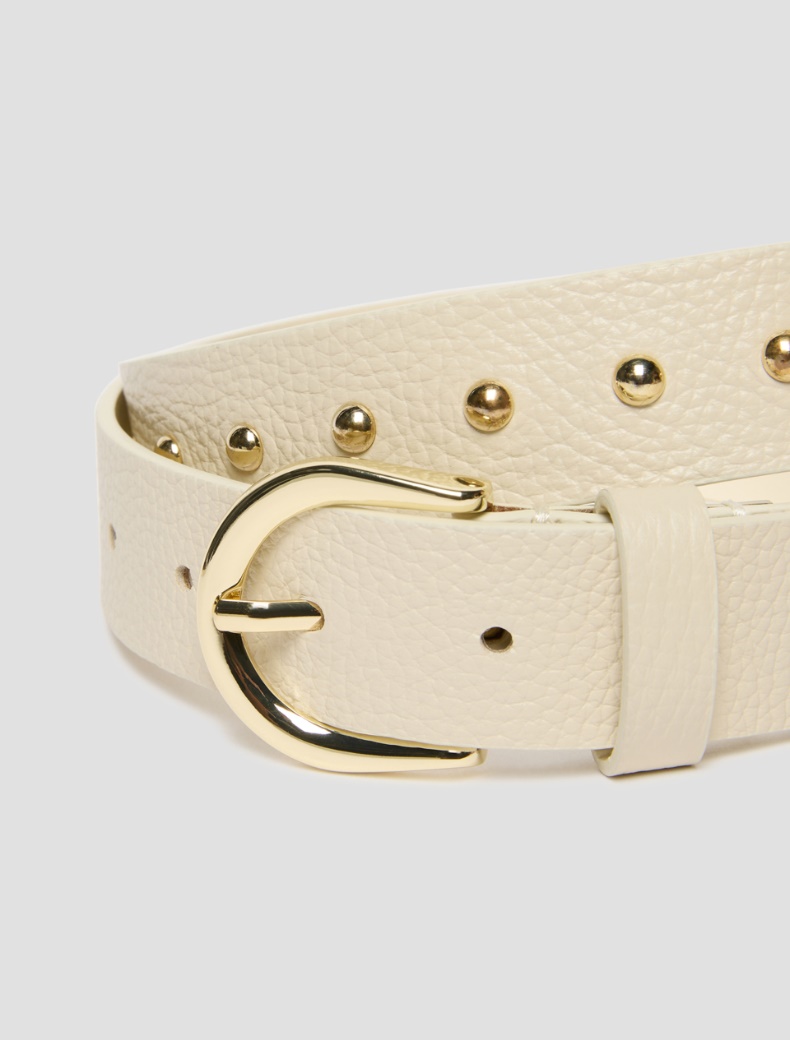 Studded leather belt - IVORY - pennyblack