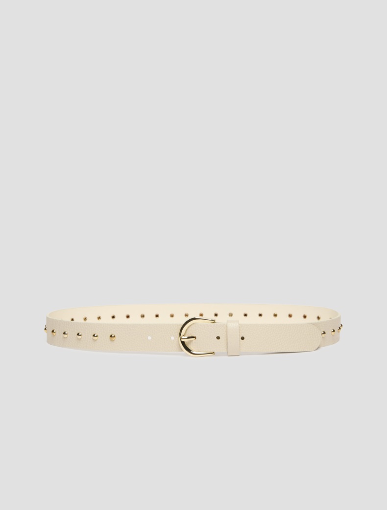 Studded leather belt - IVORY - pennyblack