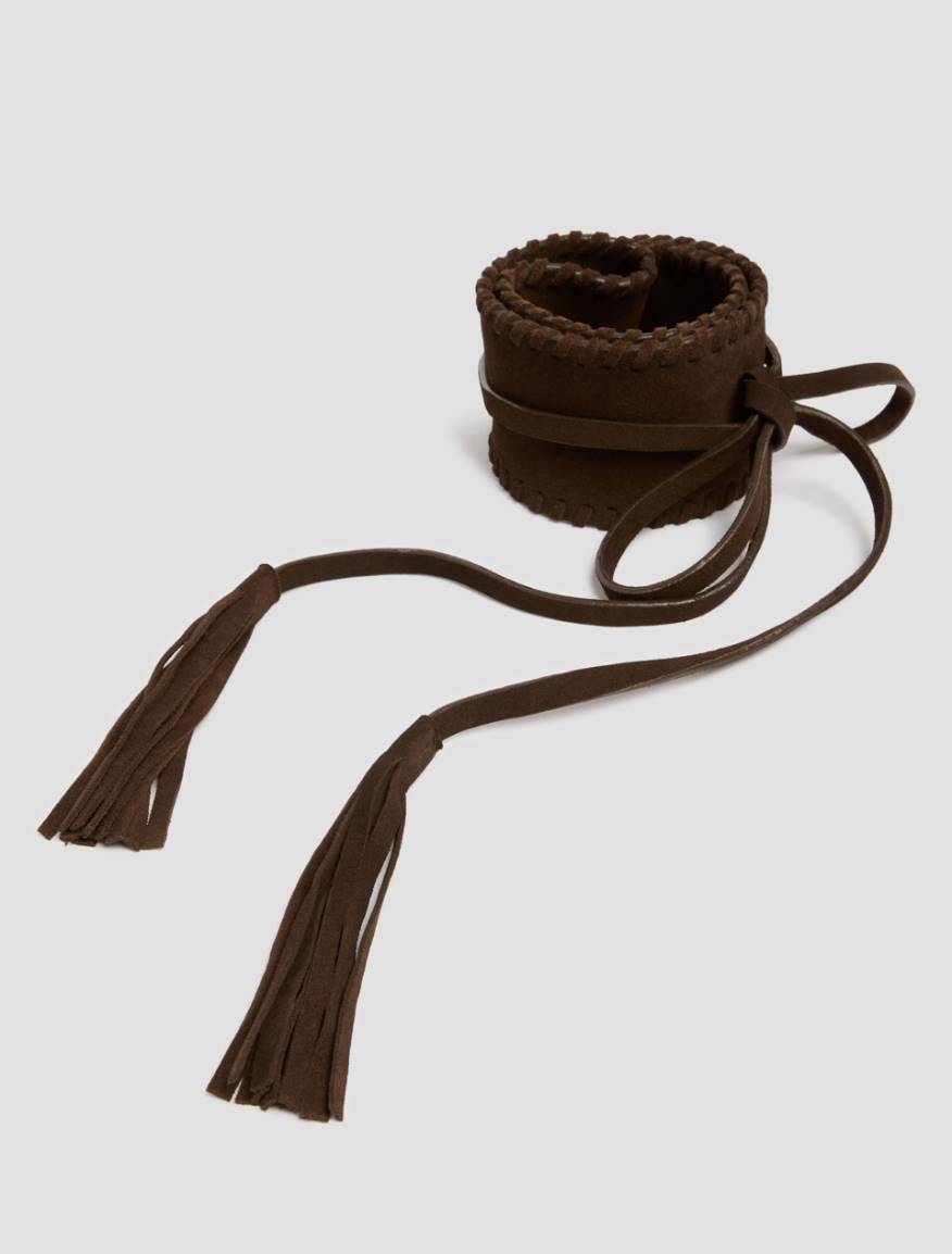 Suede high-waist belt - DARK BROWN - Pennyblack - 2