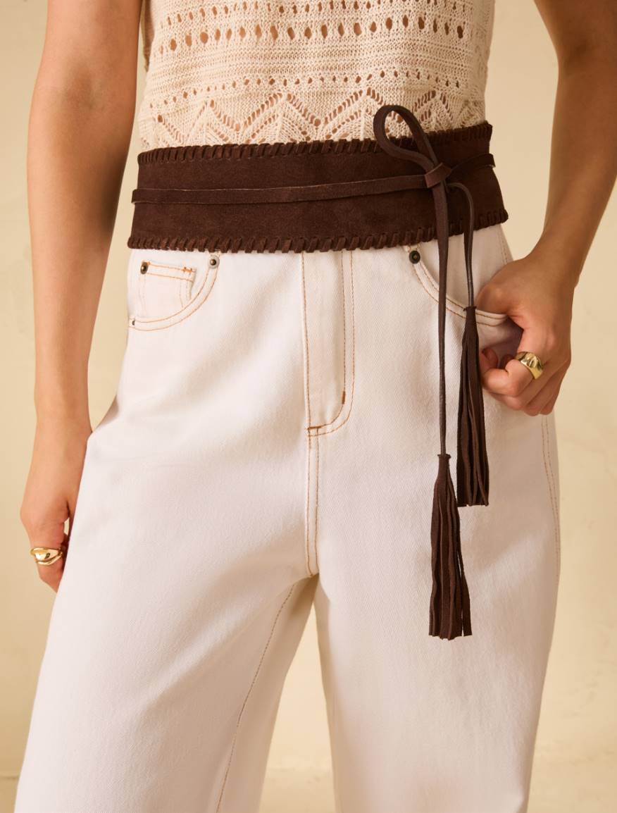 Suede high-waist belt - DARK BROWN - Pennyblack - 3