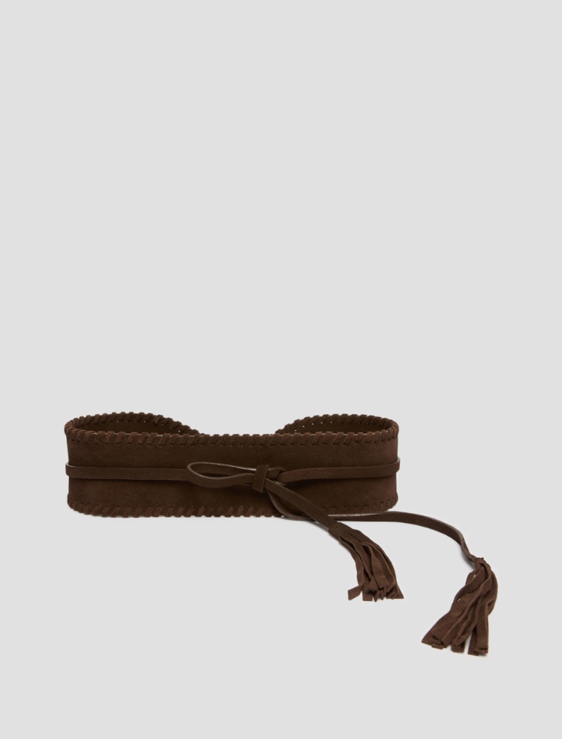 Suede high-waist belt - DARK BROWN - pennyblack