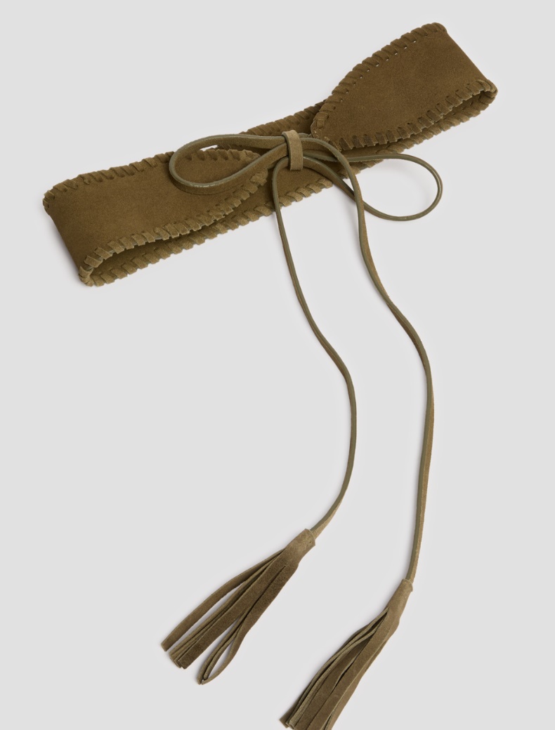 Suede high-waist belt - KAKI - pennyblack