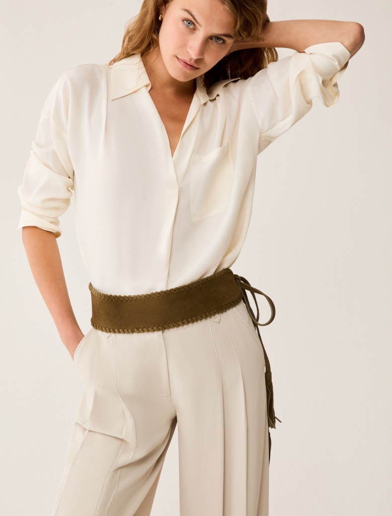 Suede high-waist belt - KAKI - pennyblack