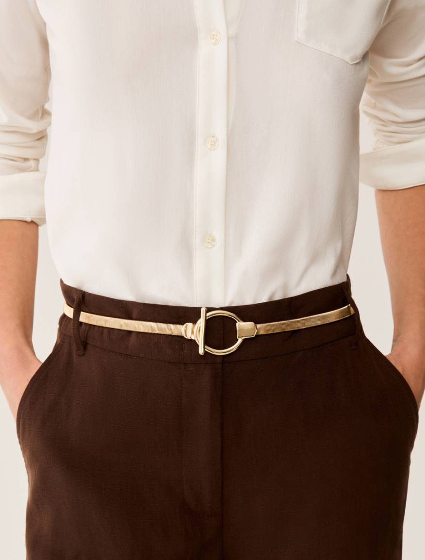 Bejewelled metal belt - LIGHT GOLD - Pennyblack - 3