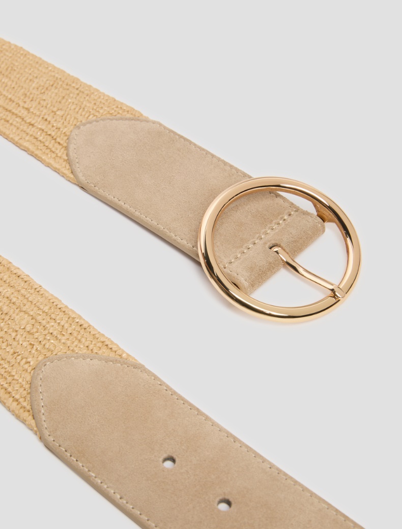 Stretch raffia high-waist belt - SAND - pennyblack