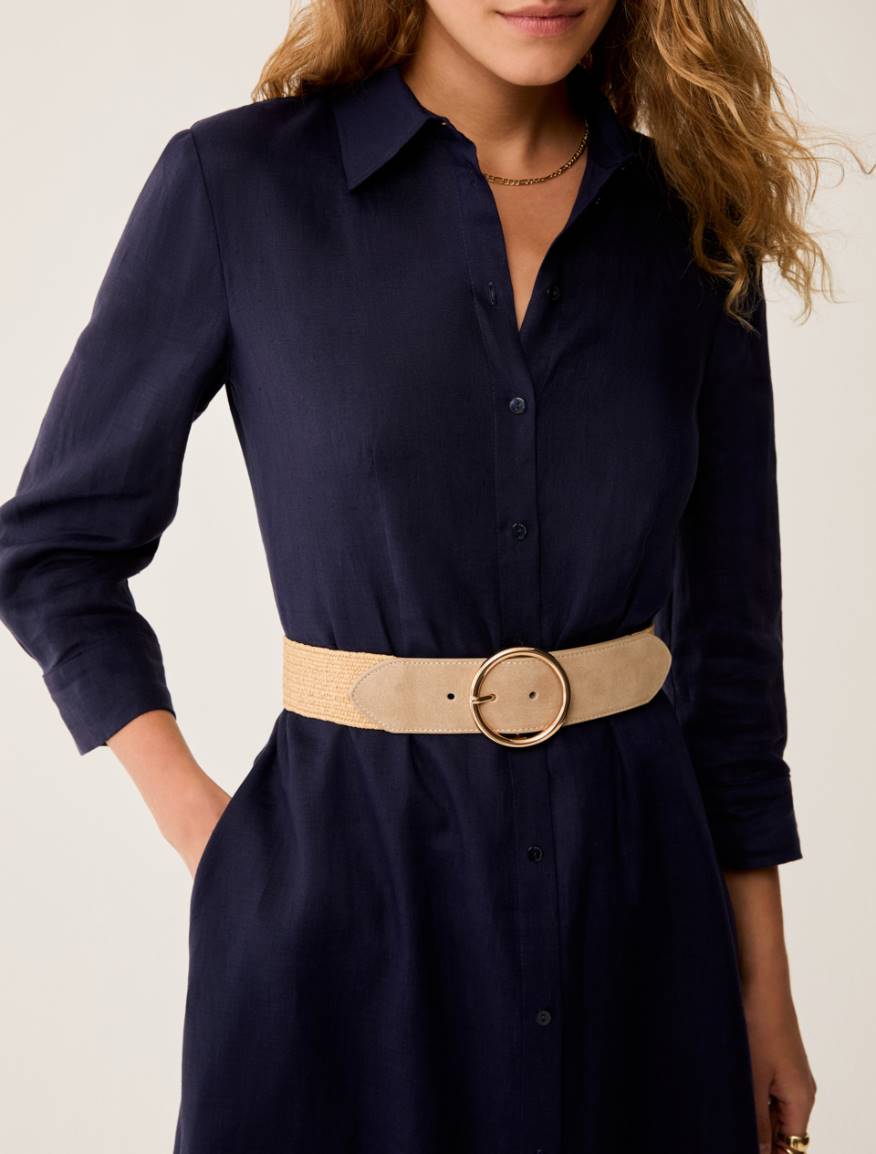 Stretch raffia high-waist belt - SAND - Pennyblack - 3