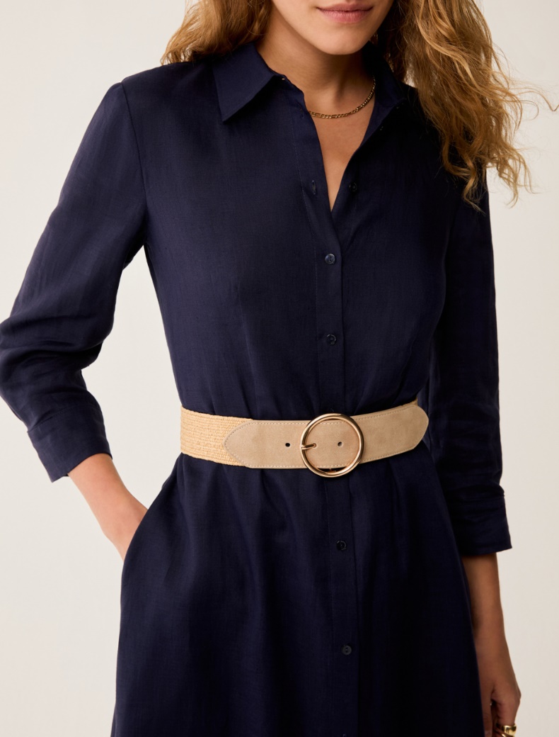 Stretch raffia high-waist belt - SAND - pennyblack