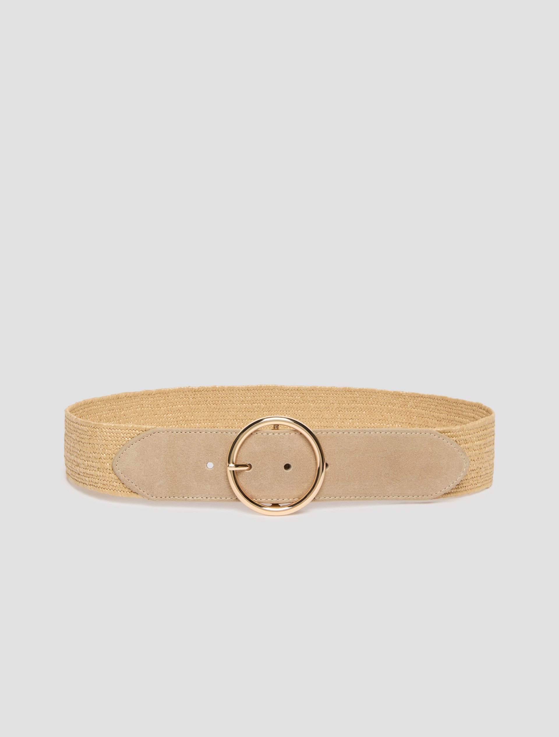 Stretch raffia high-waist belt - SAND - pennyblack