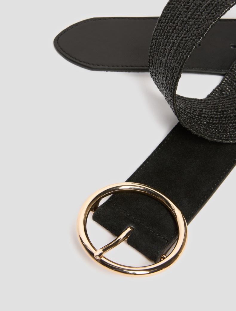 Stretch raffia high-waist belt - BLACK - pennyblack