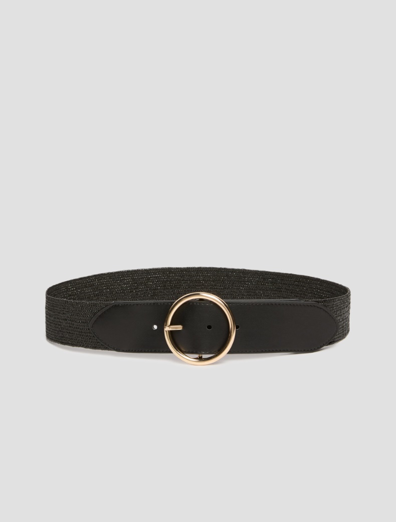 Stretch raffia high-waist belt Stretch raffia high-waist belt - BLACK - pennyblack