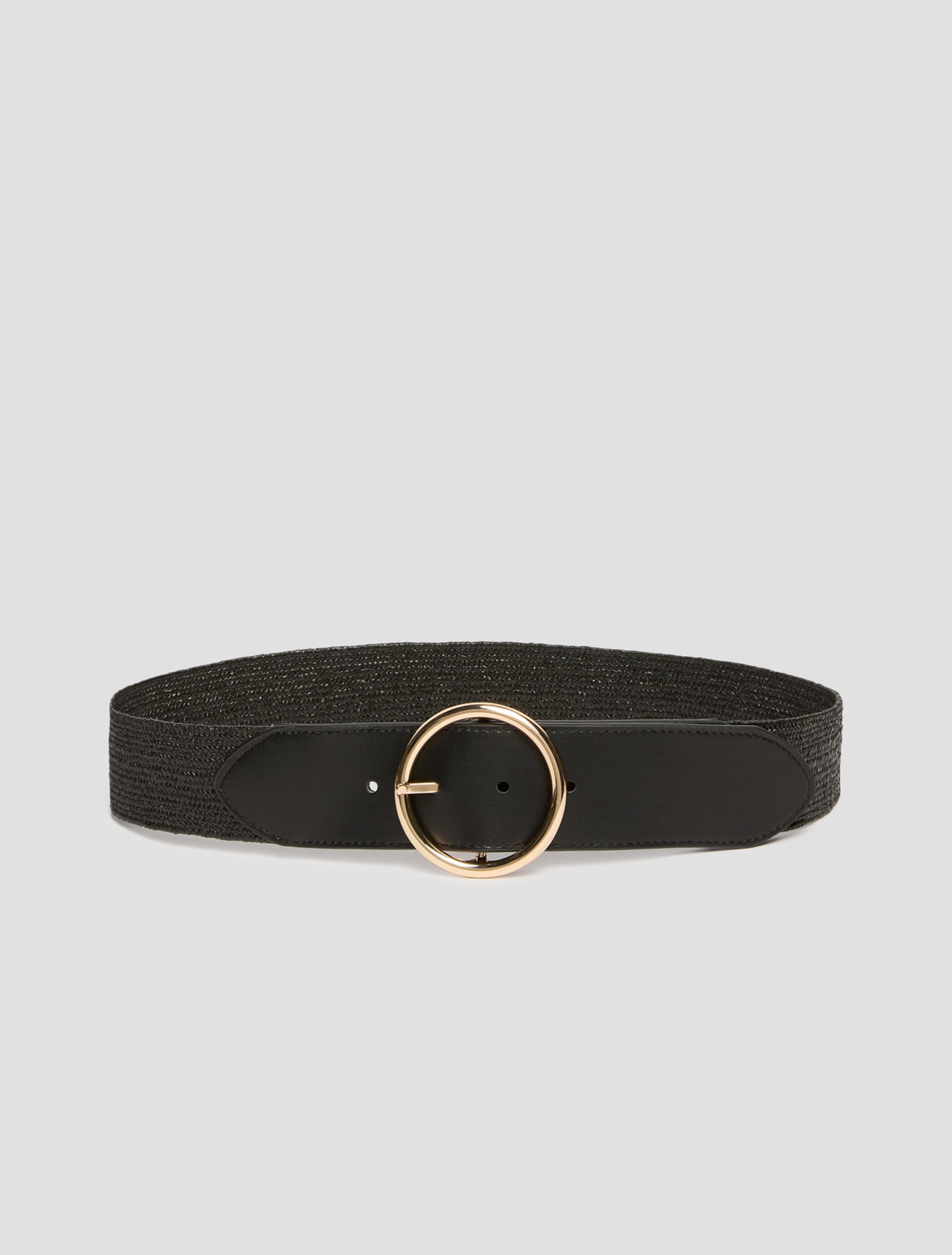 Stretch raffia high-waist belt - BLACK - pennyblack