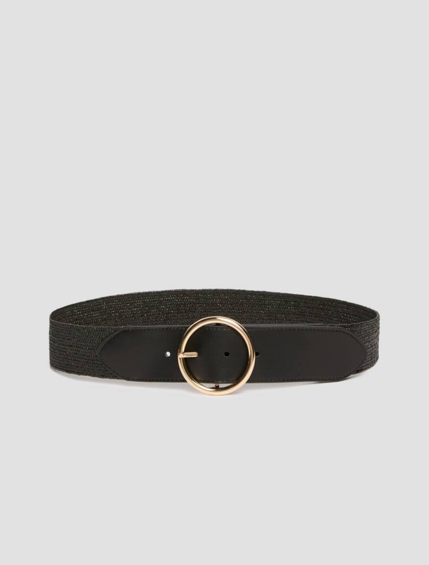 Stretch raffia high-waist belt - BLACK - Pennyblack