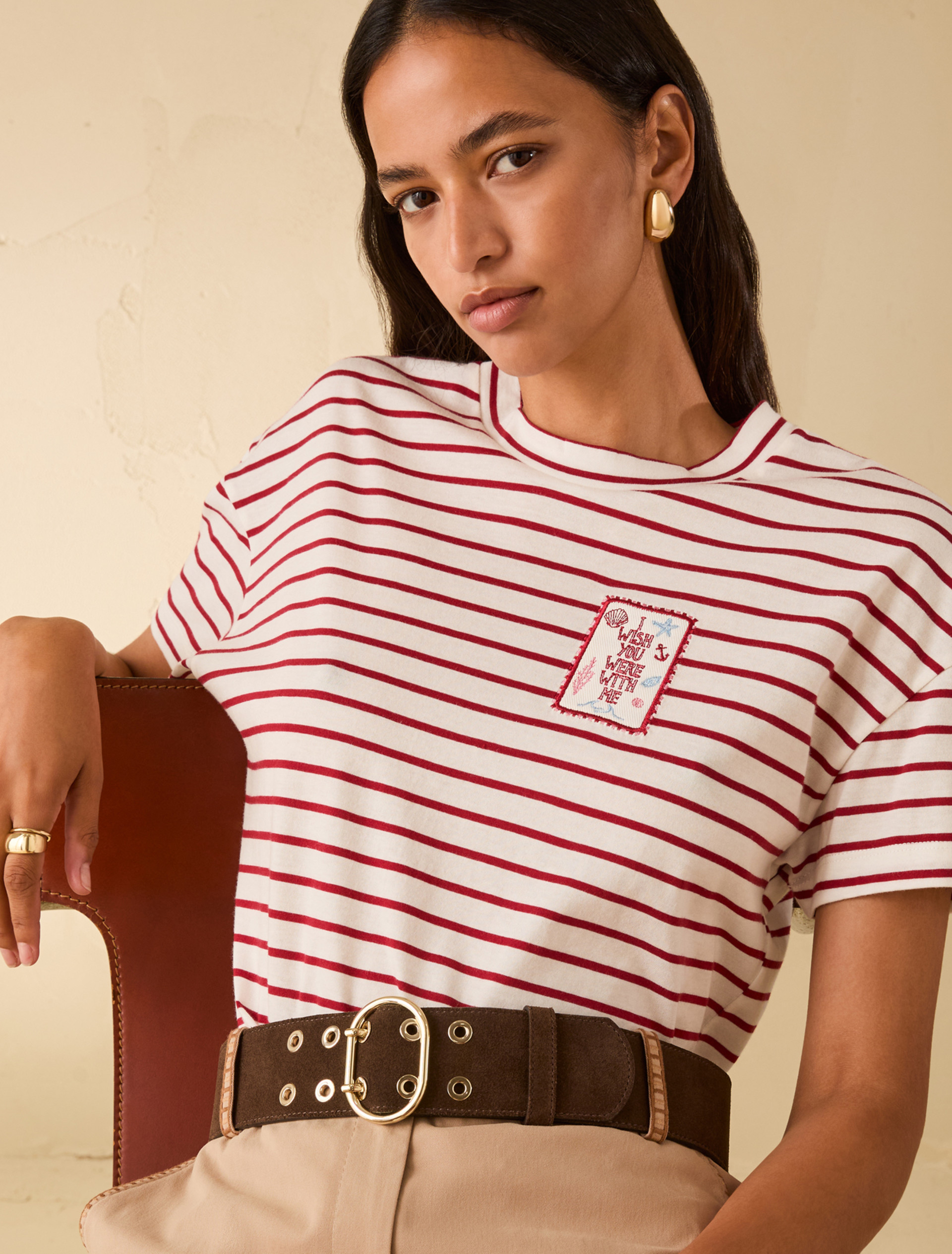 Eyelet-decorated suede belt - DARK BROWN - pennyblack