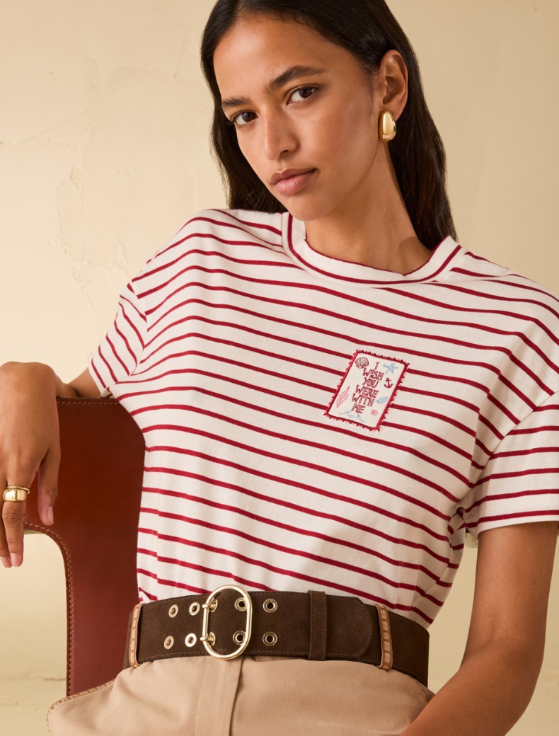 Eyelet-decorated suede belt - DARK BROWN - pennyblack