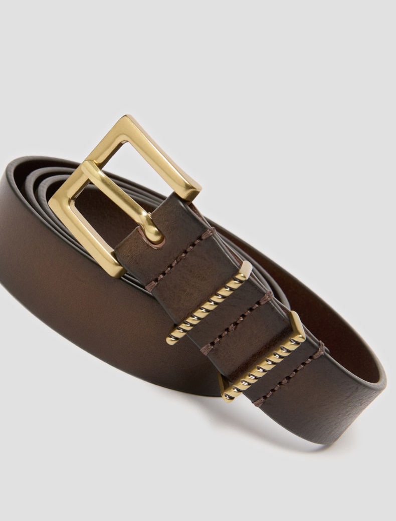 Leather belt - DARK BROWN - pennyblack