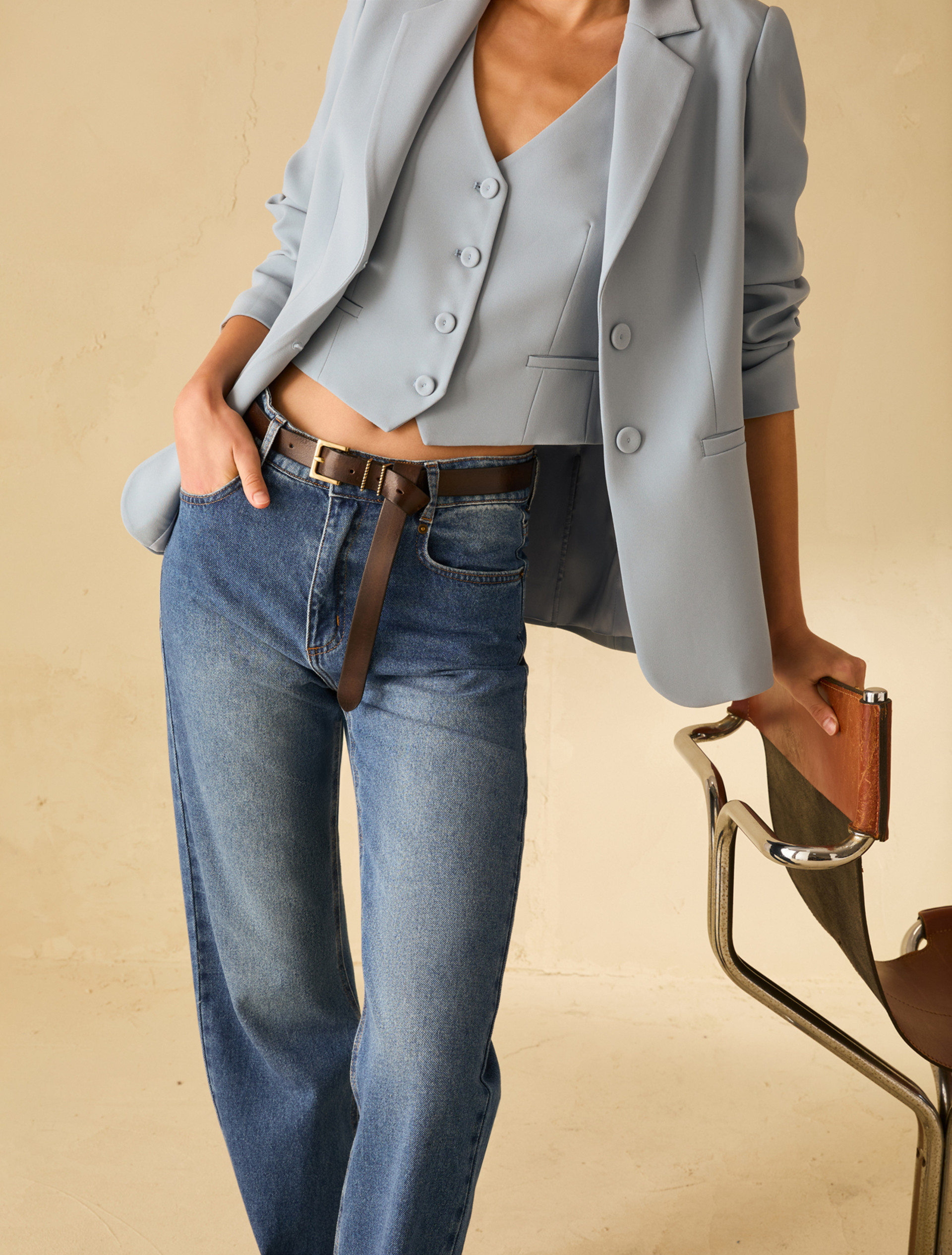 Leather belt - DARK BROWN - pennyblack