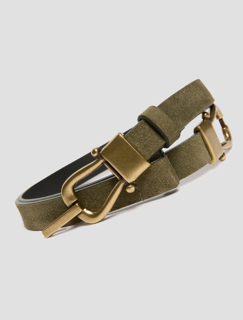 Suede belt - KAKI - pennyblack