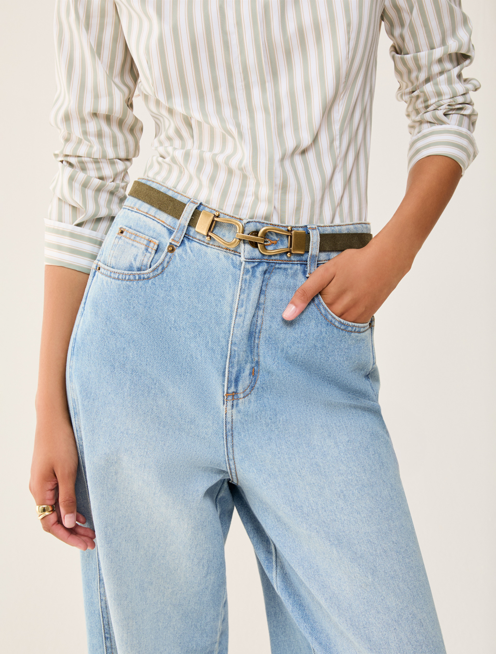 Suede belt - KAKI - pennyblack