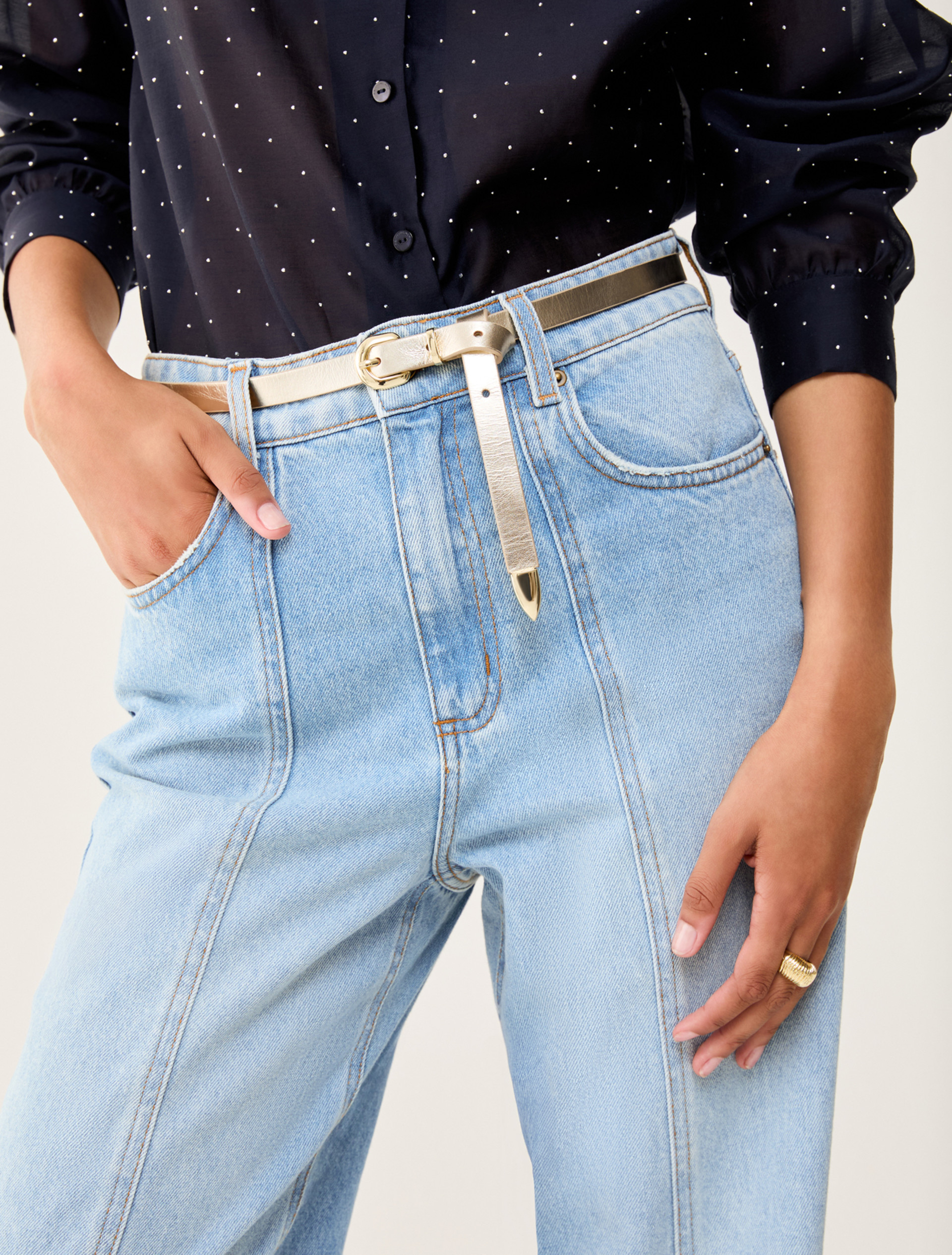 Thin leather belt - GOLD - pennyblack