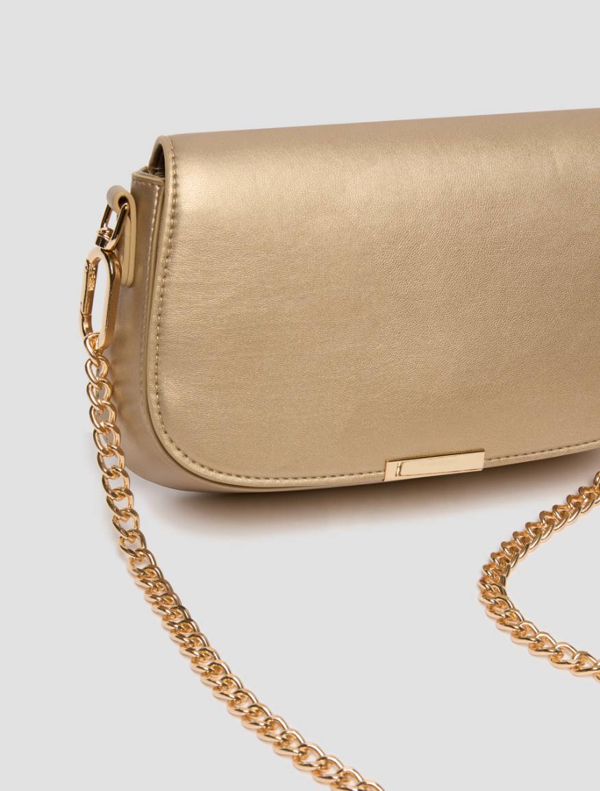Clutch with double shoulder strap detail - GOLD - Pennyblack - 3