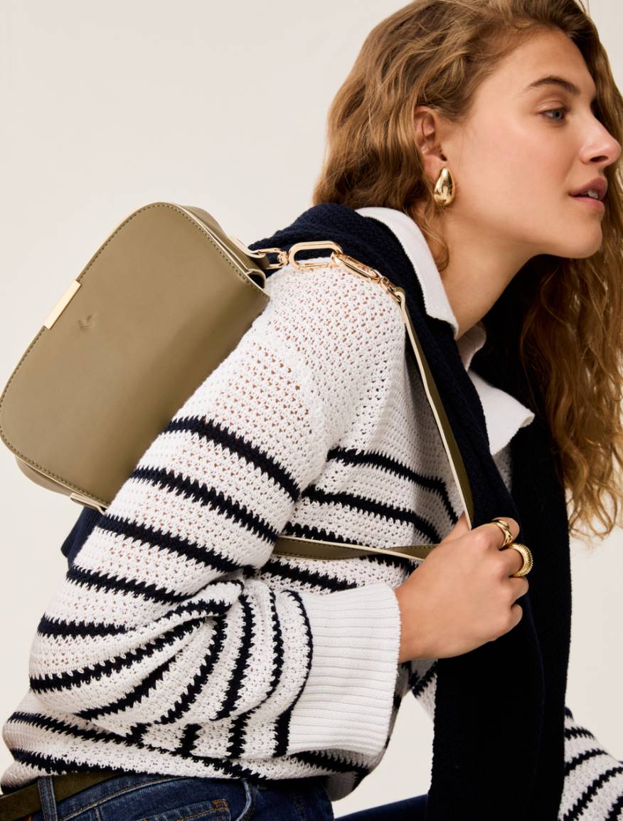Clutch with double shoulder strap detail - KAKI - Pennyblack - 5